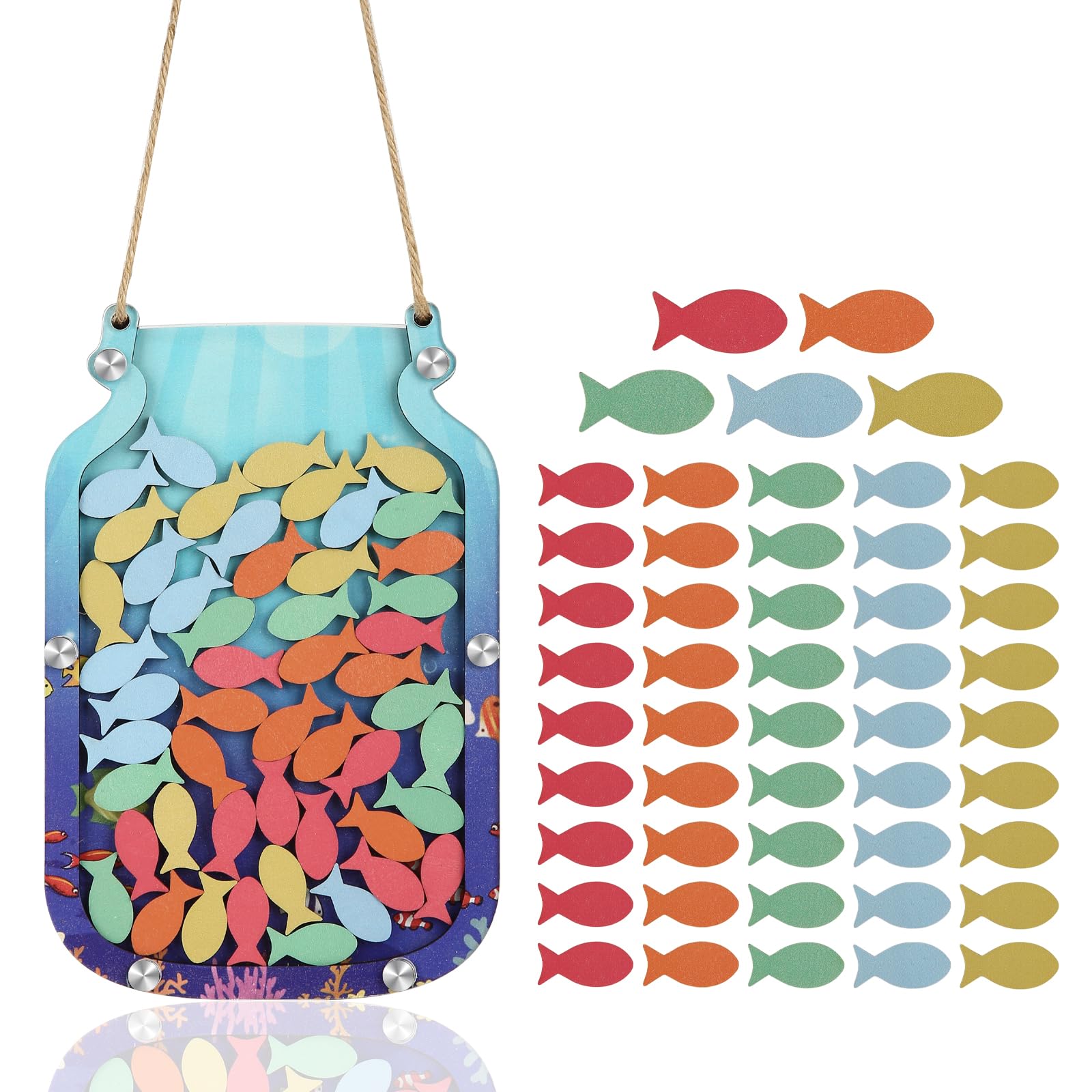 Personalized Reward Jar, Reward Chart for Kids, Classroom Behavior Management Tools Incentive Jar, Positive Behavior Reward Jars for Kids (Colorful fish)