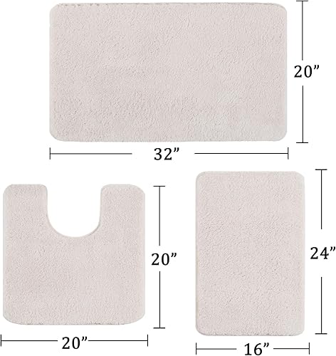 Miniatura 9 de Yancorp Alfombras de baño peludas de 3 piezas de felpa gruesa alfombra de baño suave para baño, antideslizante, lavable a máquina, alfombra de baño