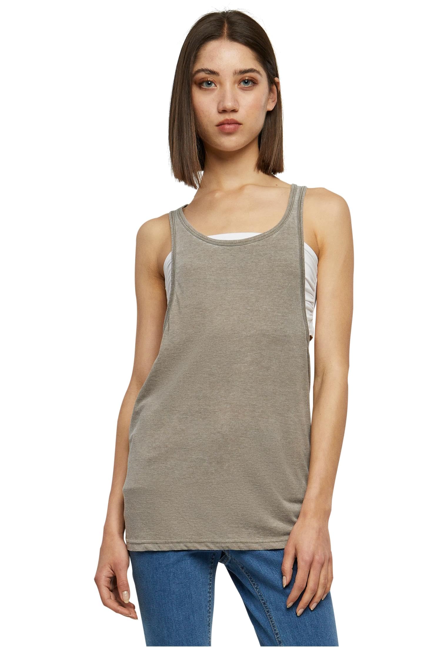 Urban Classics Loose Burnout Women's Tank Top olive Size:M