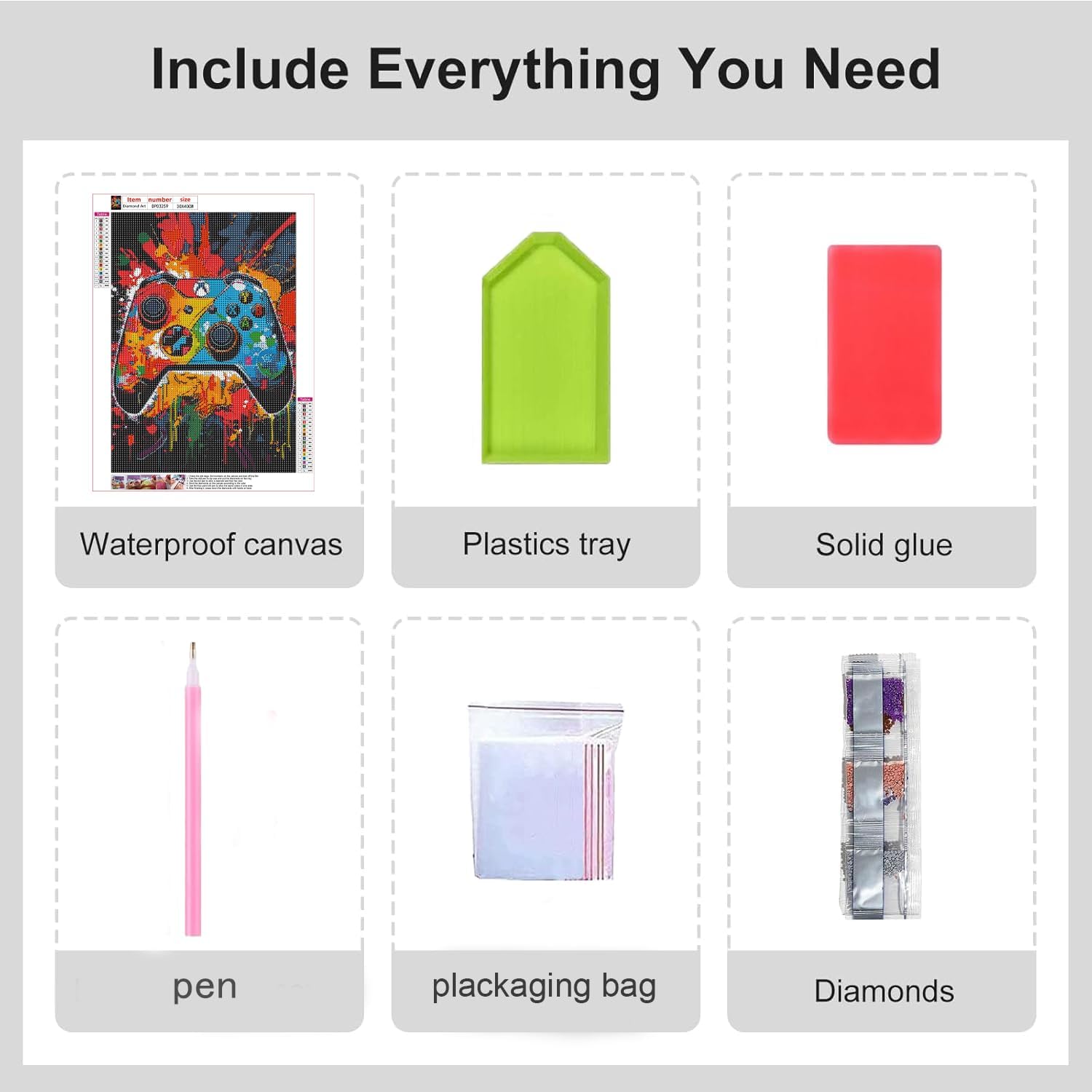 VeGuude Video Game Diamond Art Kits for Adults,DIY Gaming Equipment Diamond Painting Kits for Beginner,5D Full Round Drill Diamond Gem Painting Kits for Home Wall Decor 12 x 16Inch