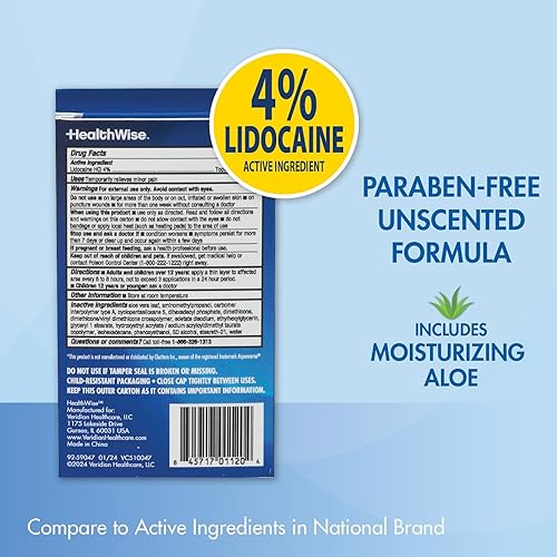 Miniatura 3 de HealthWise Crema de lidocaína máxima fuerza OTC  adormece el dolor  Alivio duradero  No grasa  2.7 onzas  Fórmula sin perfume  Anestésico tópico