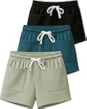 3 Pack: Women's French Terry Square Pocket Shorts Lounge, Casual Shorts with Pockets (Available in Plus)
