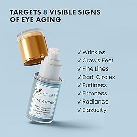 Eclat Skincare Under Eye Cream for Dark Circles & Puffiness - Anti Aging Formula for Wrinkles - Moisturizer for Fine Lines, Crows Feet & Eye Bags - Hydrating Treatment for Firming & Smoothing - 30ml