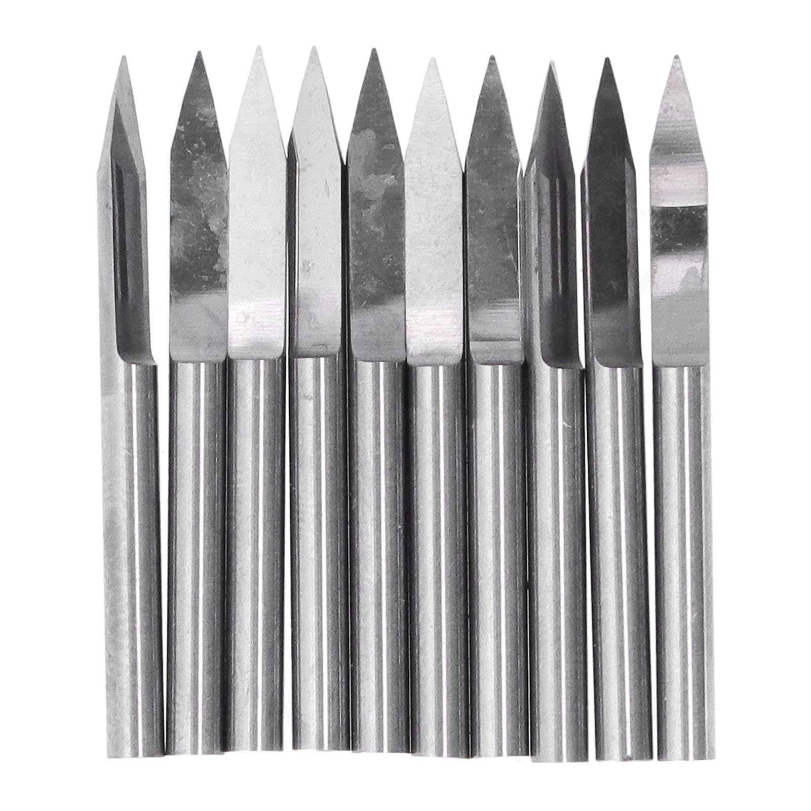 10 piezas de fresas de grabado en acero de tungsteno, fresas en V para router CNC con alta dureza y resistencia al desgaste, fresa en forma de V para madera, plástico, fibra de (0,2 mm)