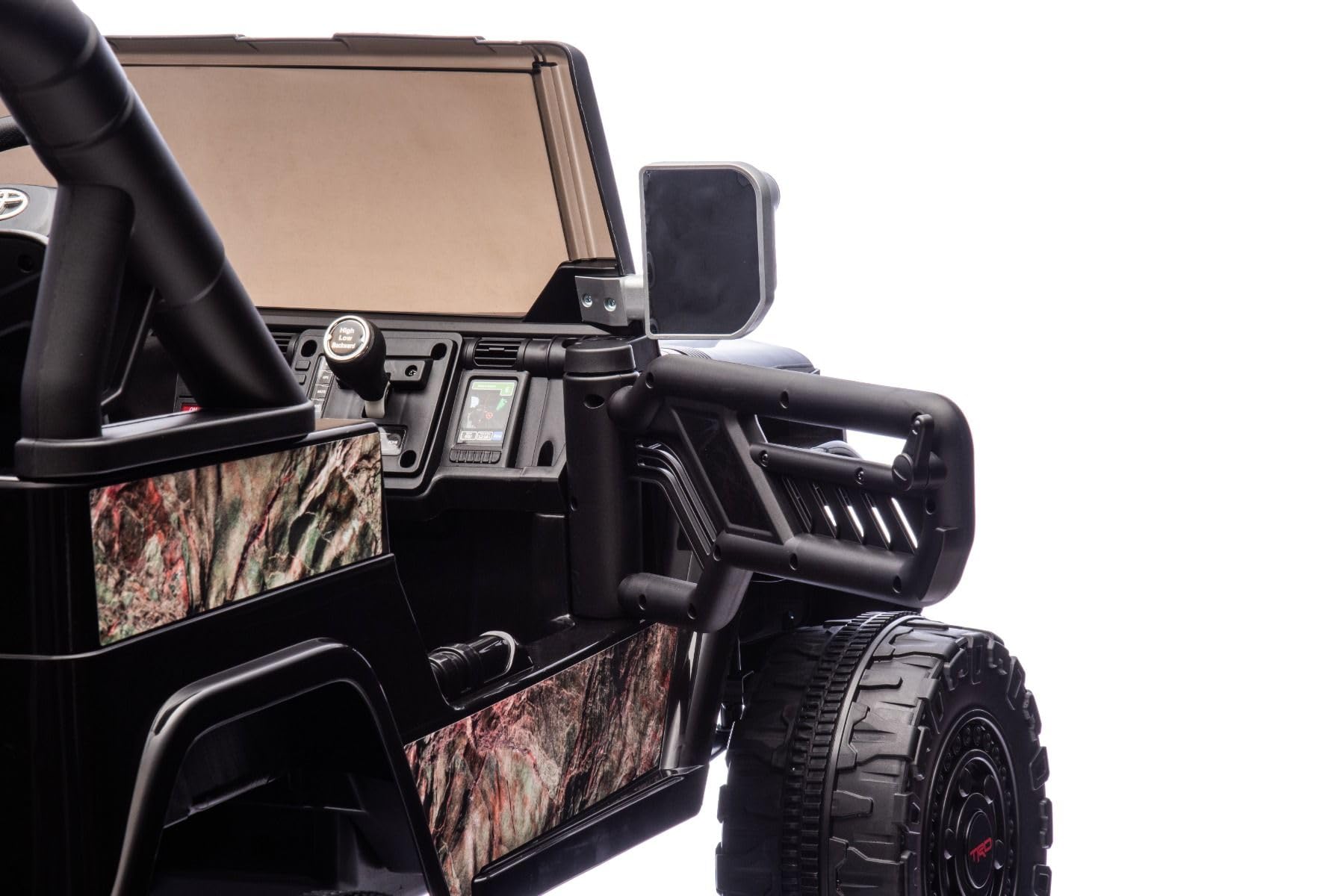 RIRICAR 4x4 Voiture électrique Enfants 2 Places Toyota FJ Cruiser XXL, sous Licence, Noir Sable, Batterie Lithium Portable, châssis surélevé, Deux sièges, Suspension arrière, lumières LED