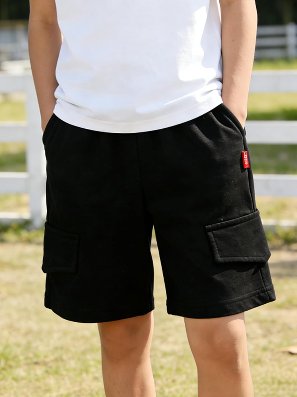 Boys 3 Pack Cargo Shorts Athletic High Waisted Outdoor Summer Shorts with Pockets 3-14Y