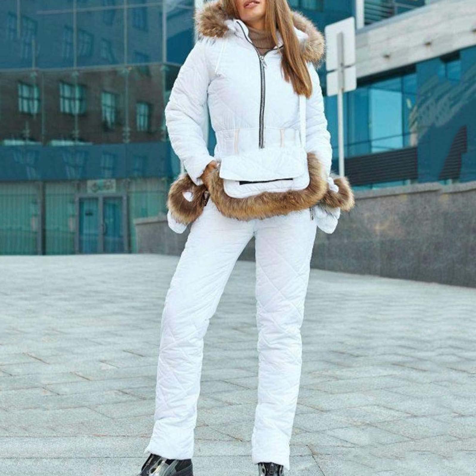 Overol de esquí con cremallera para mujer, trajes de esquí para mujer, trajes de esquí de una pieza, chaqueta impermeable, traje de nieve y pantalones deportivos al aire libre no extraíbles, overol