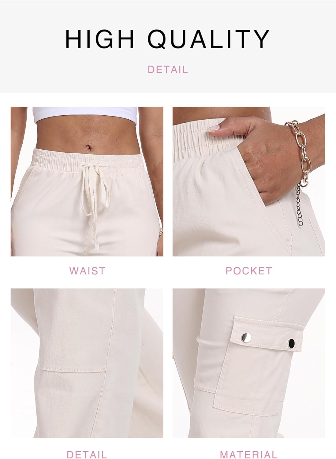 SESERAGI Cargo Pants Women Work High Waisted Streetwear Carpenter Travel Womens Drawstring Hiking Pants - Image 5