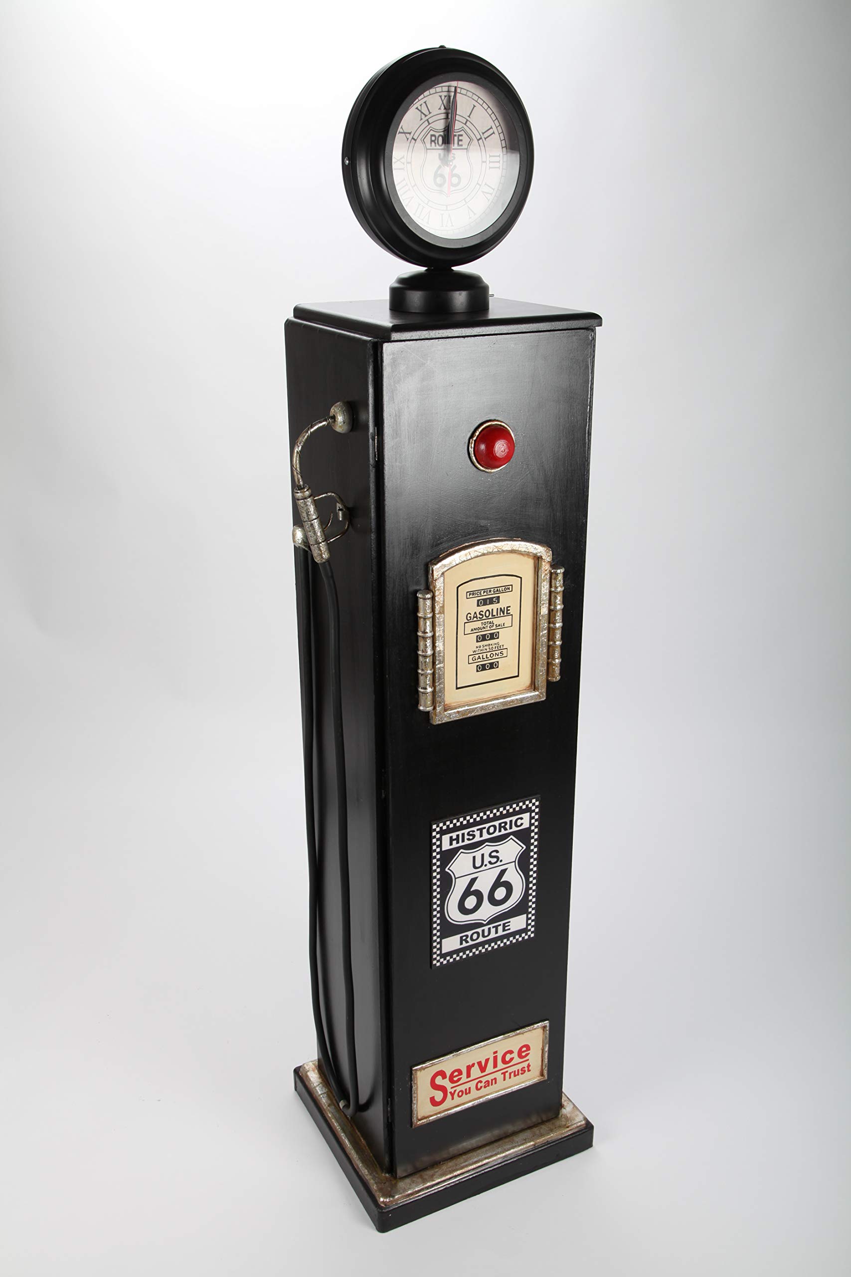 Design-Schrank Zapfsäule mit Uhr + Licht, Retro, schwarz, 150cm