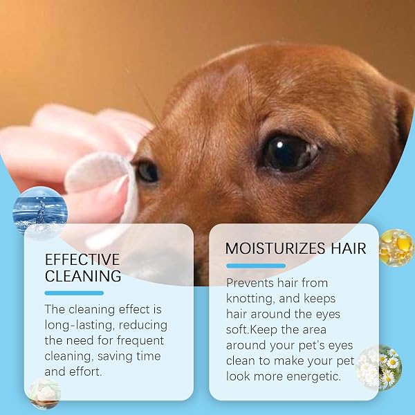 Gentle Pet Eye Cleaning Wipes for Dogs and Cats Tear Stain Remover Pads with Soothing Chamomile and Aloe Formula Unscented Grooming Wipes for Sensitive Eyes - 4