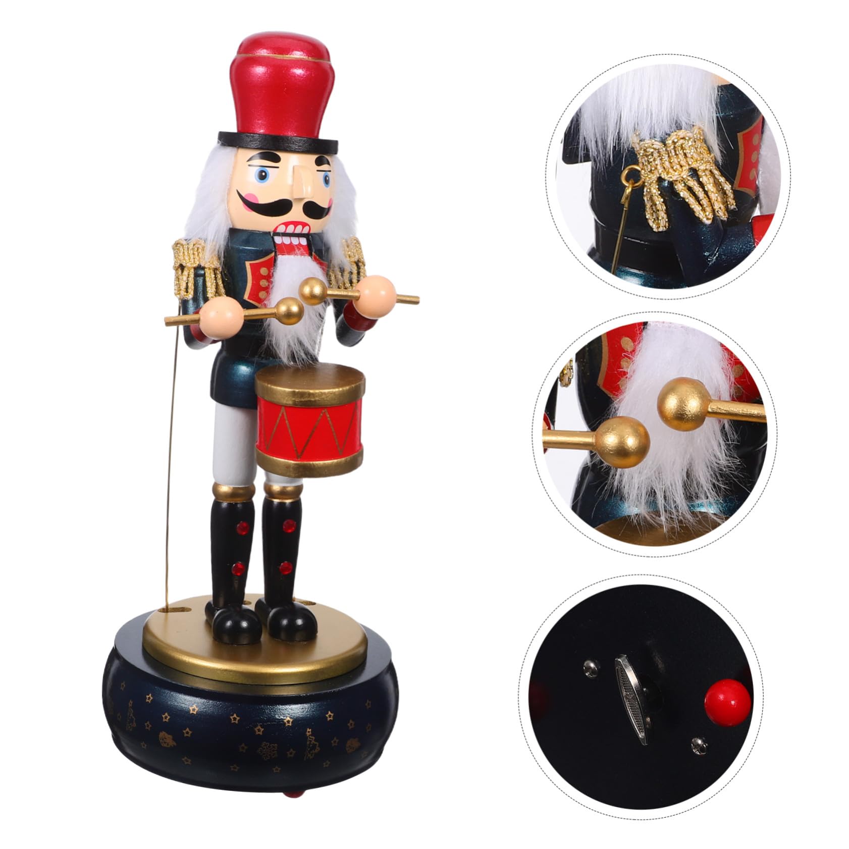 VICASKY Carillon Carica Manuale Tema Natalizio con Figurina Soldato Schiaccianoci in Legno Decorazione Musicale per Festa di Natale Melodie Rilassanti per Soggiorno