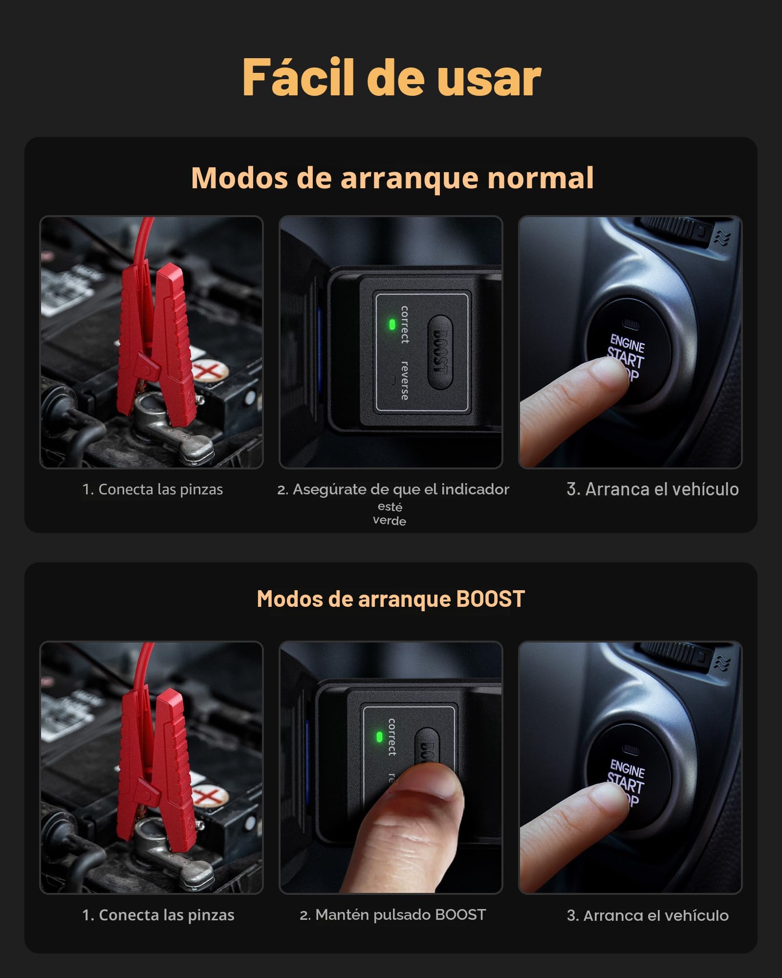 Arrancador de Baterias de Coche con Compresor de Aire, 3000A WOLFBOX Arrancador de Coche Portatil (8L Gas/10L Diesel) con Cargador Rápido 65W, Pantalla Grande y Linterna LED