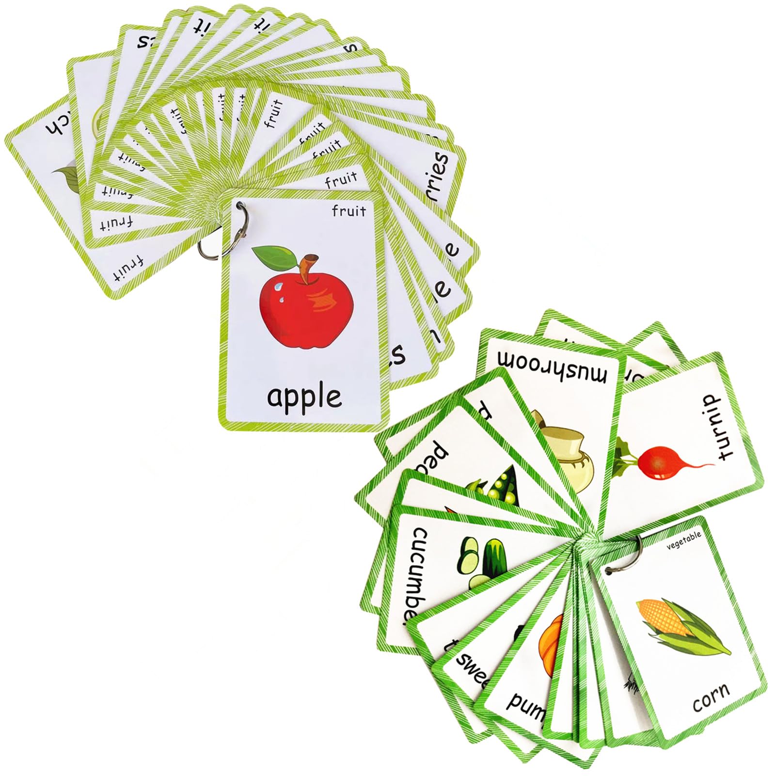 YIYEE Fruit and Vegetable Flash Cards, 41 Pcs Learning First English Word Cards