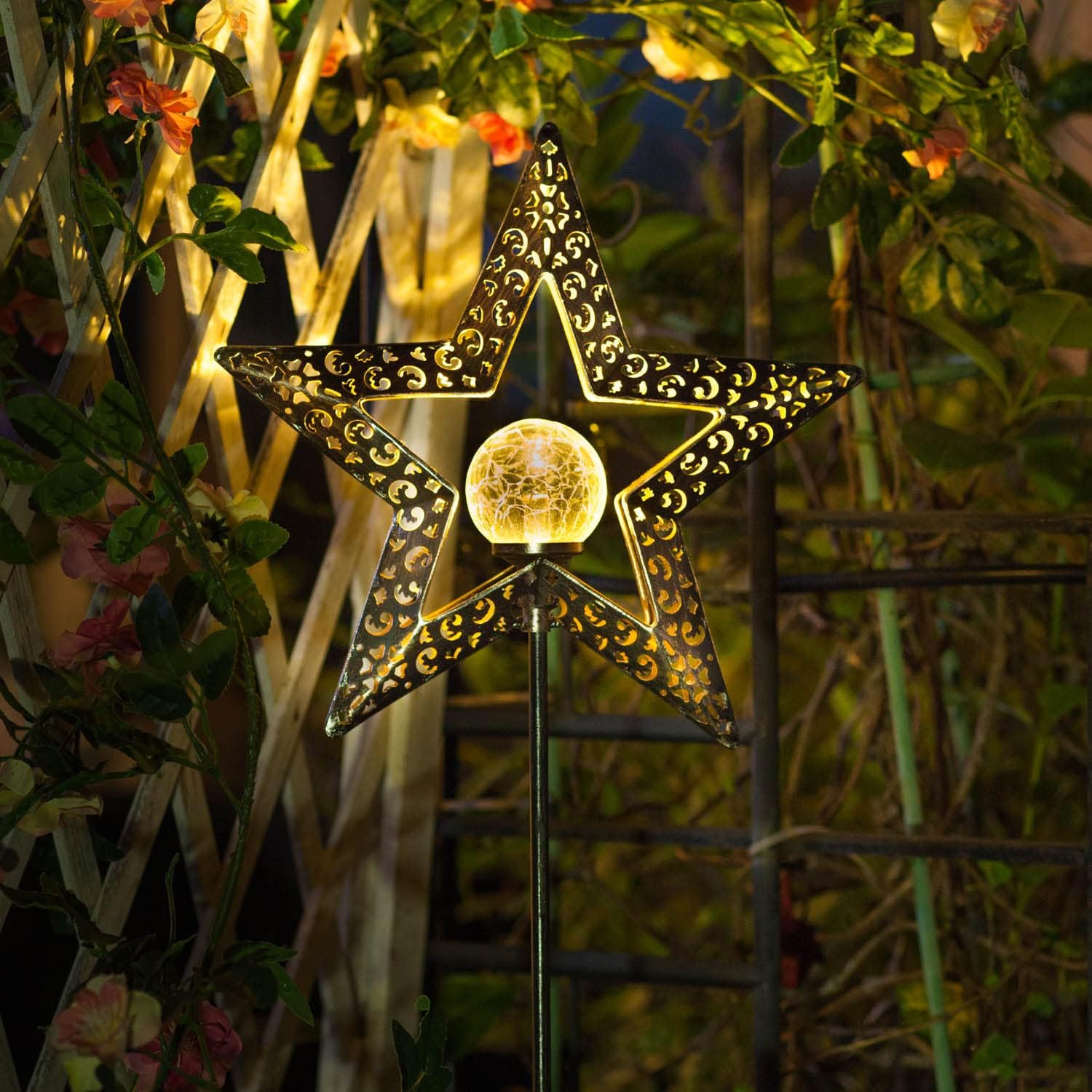 TAKE ME Star Solar Lights Garden Outdoor,Waterproof Metal Decorative Stakes for Walkway,Yard,Lawn,Patio - - 