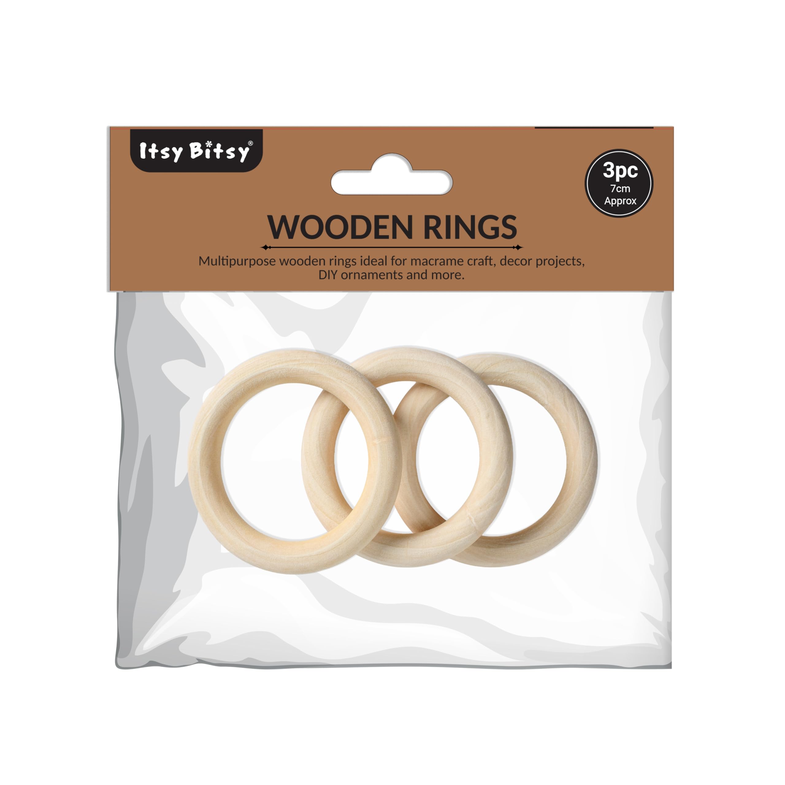 Itsy Bitsy Wooden Rings 7cm Cream 3pcs | Natural Wood Rings for Macrame, Dreamcatcher, Craft, DIY Decor & Handmade Projects-image-14