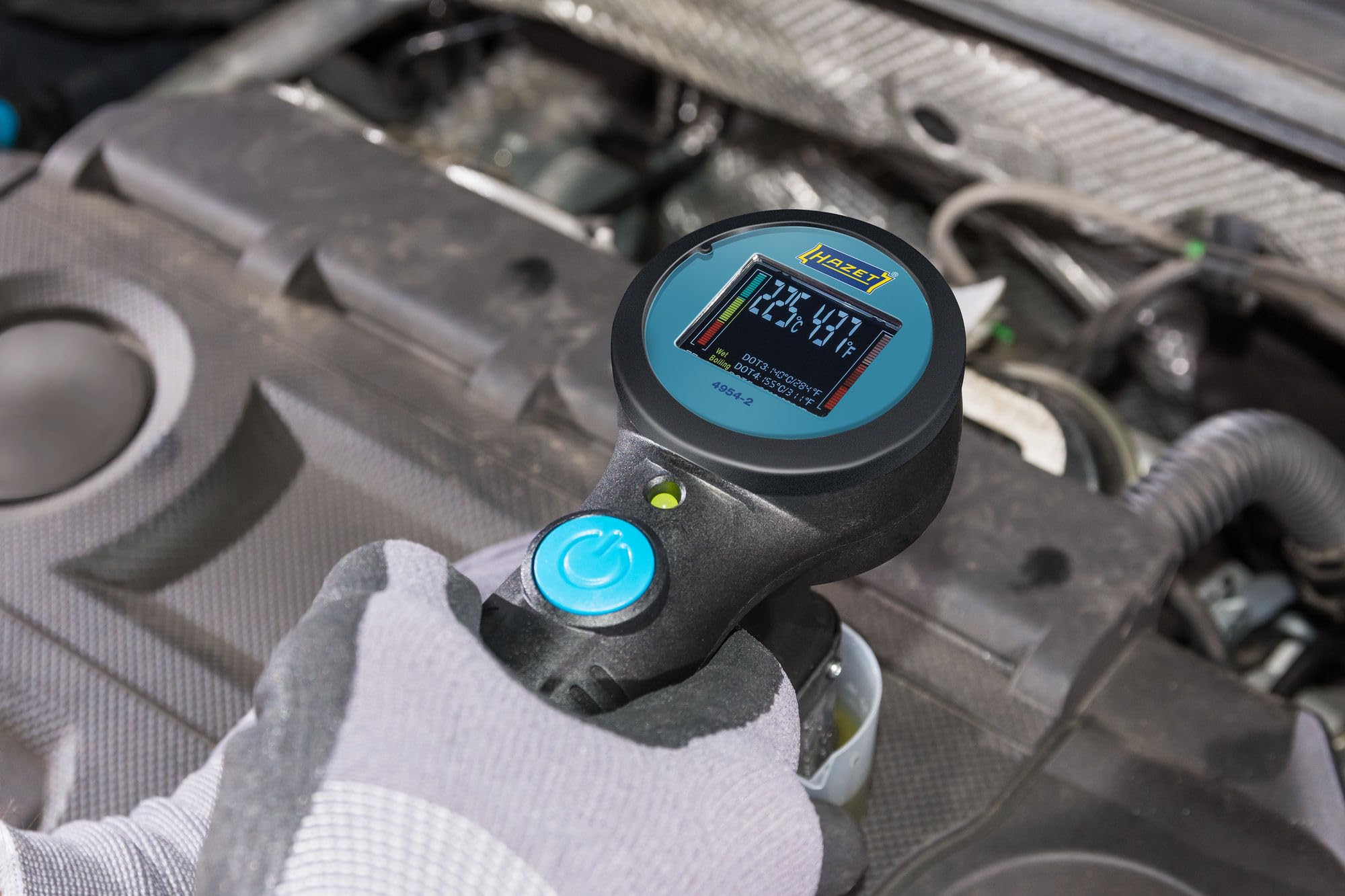 HAZET Bremsflüssigkeits-Tester 4954-2, Anerkannt von Fahrzeugherstellern | 1040 g, Antrieb 640240 Bremsendienst, 290020 Messwerkzeug,, Sicher und umweltschonend, da kein Flüssigkeitsverlust besteht