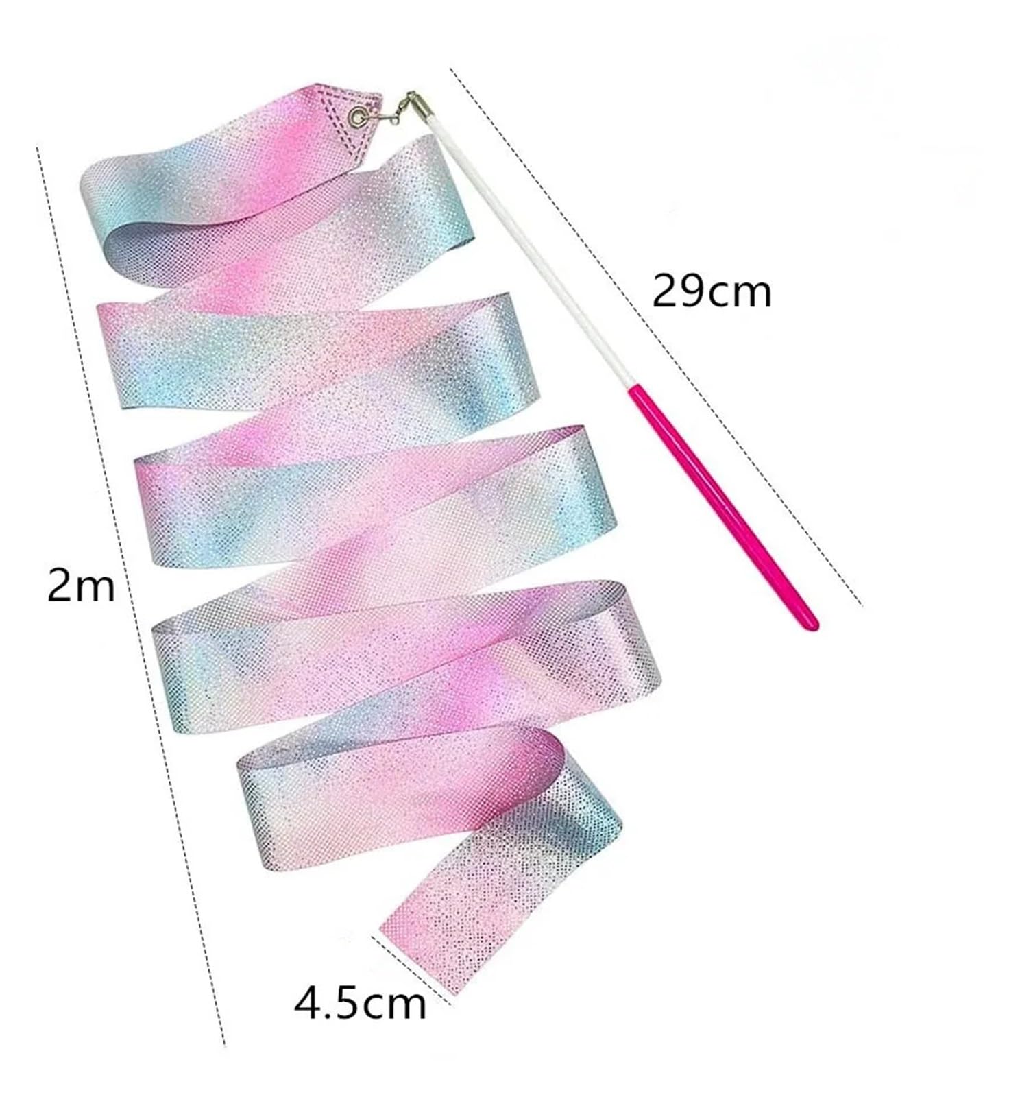 Bâton De Ruban De Gymnastique Scintillant 2m Noir - Danse, Ballet, Twirling