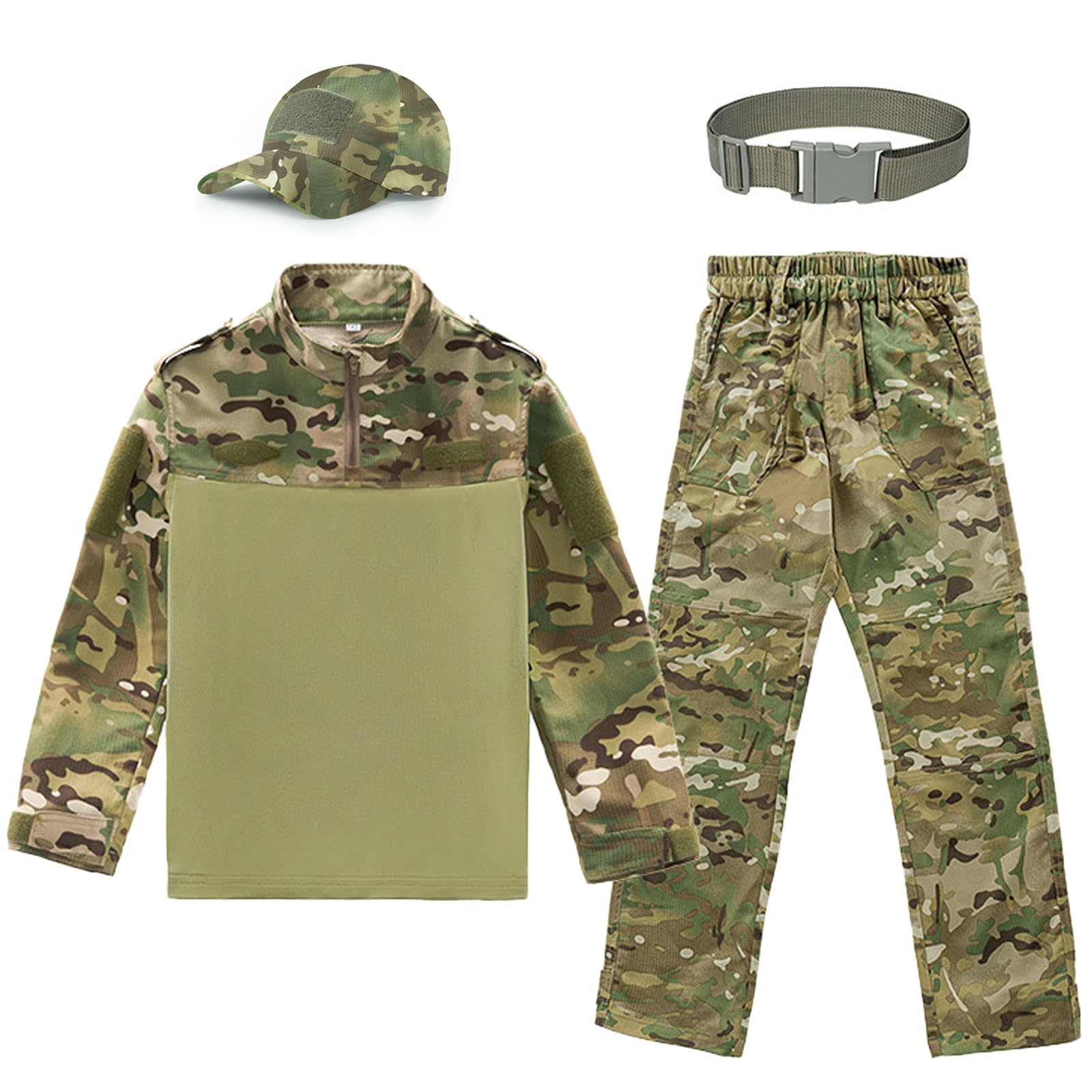 Niños Conjunto de Camiseta y Pantalones Táctico Airsoft Militar Camuflaje Primavera Verano Otoño Combate Deportivo Caza Senderismo Camping para Niño Niña Hombre Mujer