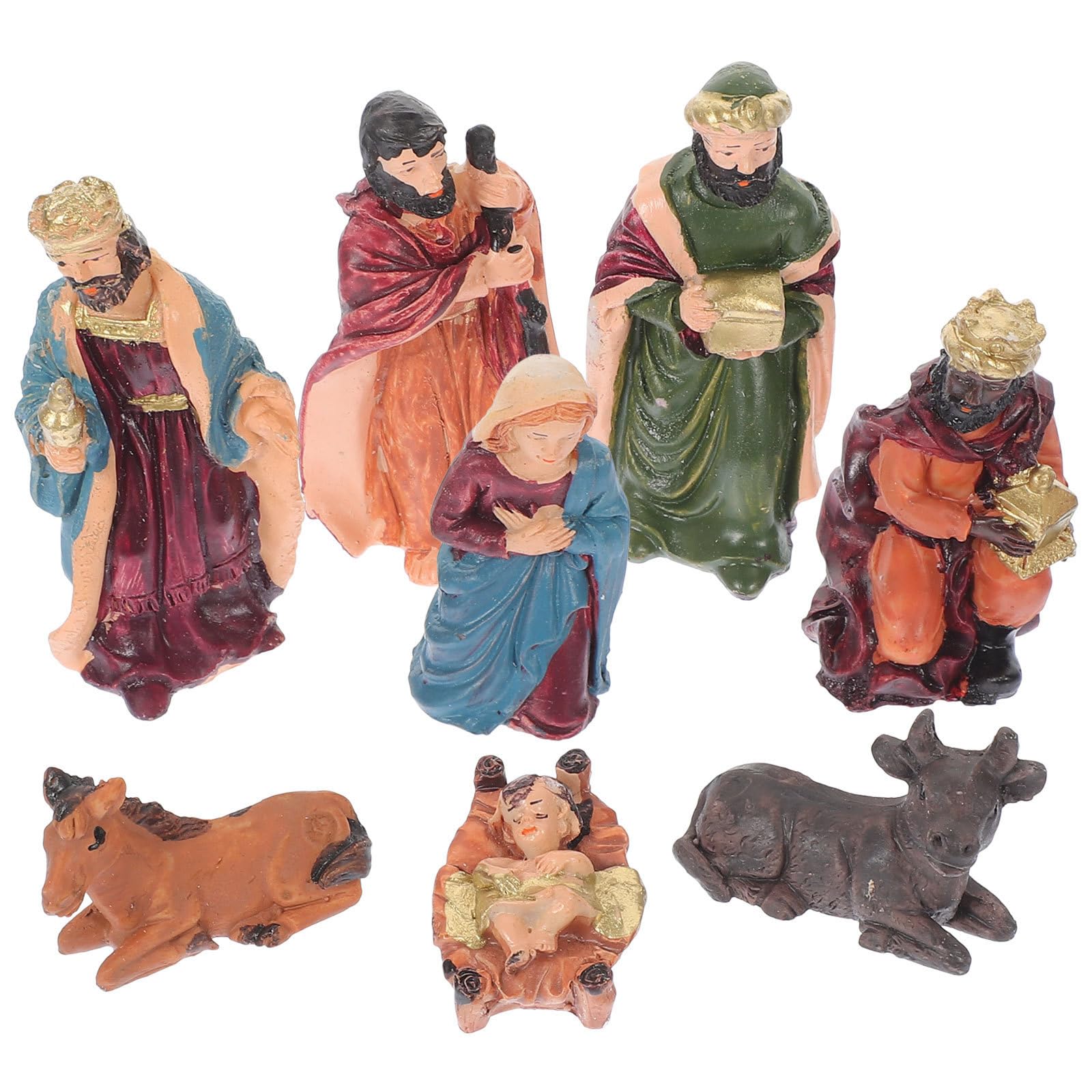 TOYANDONA 4 Sets Kleines Krippenset aus Kunstharz, für Büro und Kirche