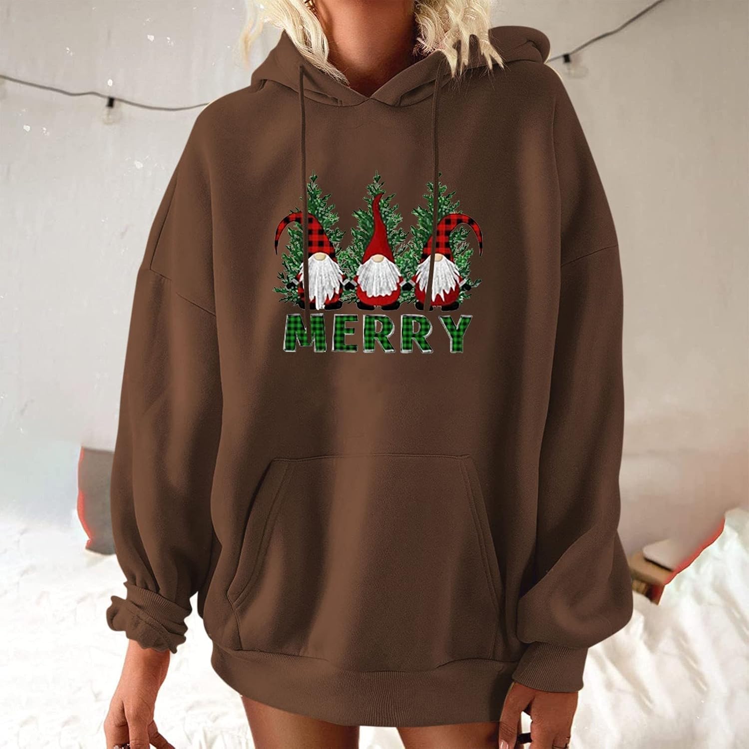 Swrowesi Women's Sweatshirts No Hood Casual Loose O-Neck Drop Shoulder Long Sleeve Outerwear : Sports & Outdoors