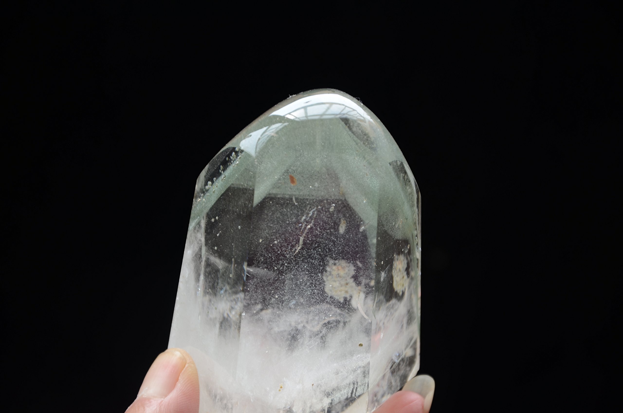 Real Tibet Himalayan High Altitude Clear 6 Sided Single Terminated Crystal Point Quartz Bacchetta da 3,97 Pollici con Fantasmi Verdi Spirituale Crystal Specimen