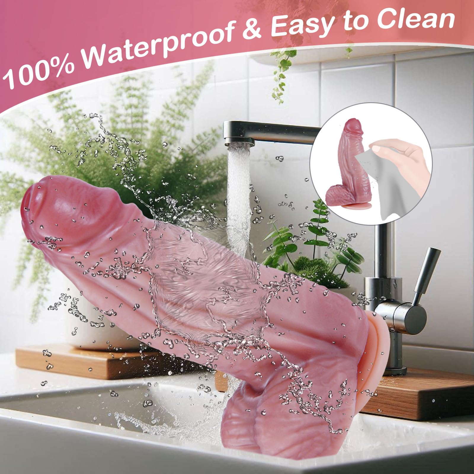 Fallo Realistico Spesso 23 cm in Silicone Lifelike Morbido, Dildo Grande Grosso con Ventosa Potente Anale G-Spot Diametro 7 cm Stimolazione, Sex Toys per Donna & Uomo Coppia