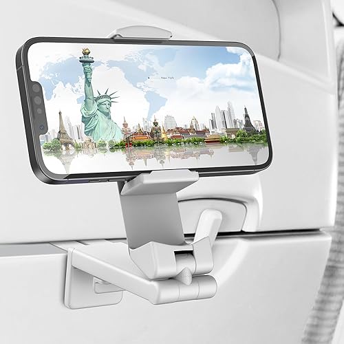Miniatura 16 de Perilogics Soporte universal para teléfono de avión, visión manos libres con rotación multidireccional dual de 360 grados (negro/lavanda)