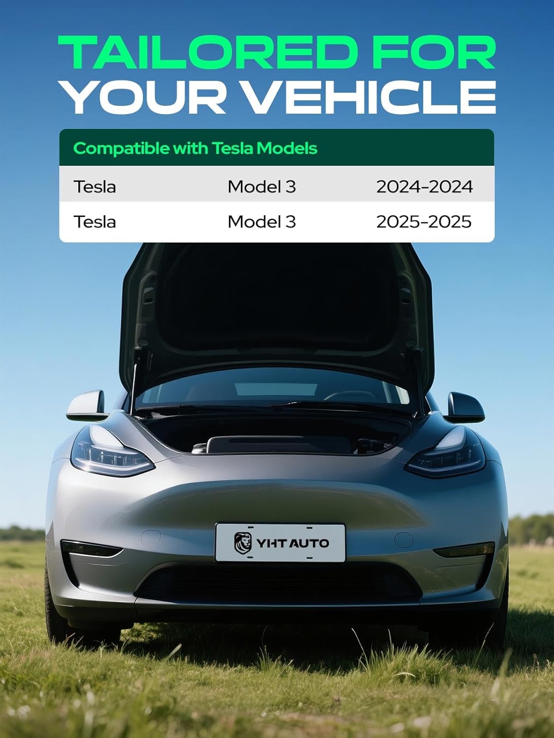 YHTAUTO Cargo Liners Compatible with Tesla Model 3 2024 2025 2026, TPE Floor Liners All Weather Custom Fit, Frunk Mat & Cargo Trunk Mat & Lower Storage Mat, Set of 3, Red