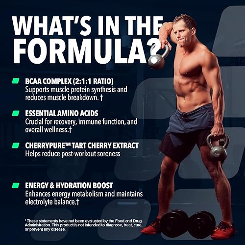 Miniatura 9 de NF Sports Amino natural. Aminoácidos BCAA 2:1:1 en polvo. Polvo de preentrenamiento BCAA Energy para recuperación muscular. Apto para dieta