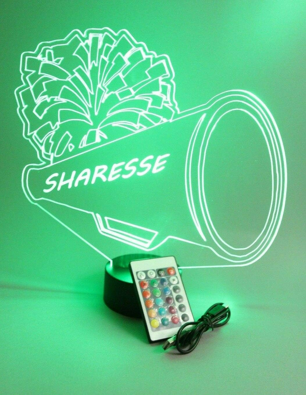 Sports Team Player Fan Name Night Light Up Lamp LED Personalized Any Name Custom Table Lamp, It's WOW, With Remote 16 Colors Changing, Free Engraving, Great Gift (Cheer Cheerleader Cheerleading)