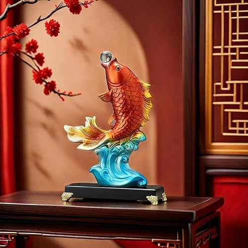 Miniatura 4 de FUNSXBUG Estatua de pez chino grande de Feng Shui de 13.3 pulgadas, estatua coleccionable, decoración de Feng Shui, decoración del hogar, oficina,
