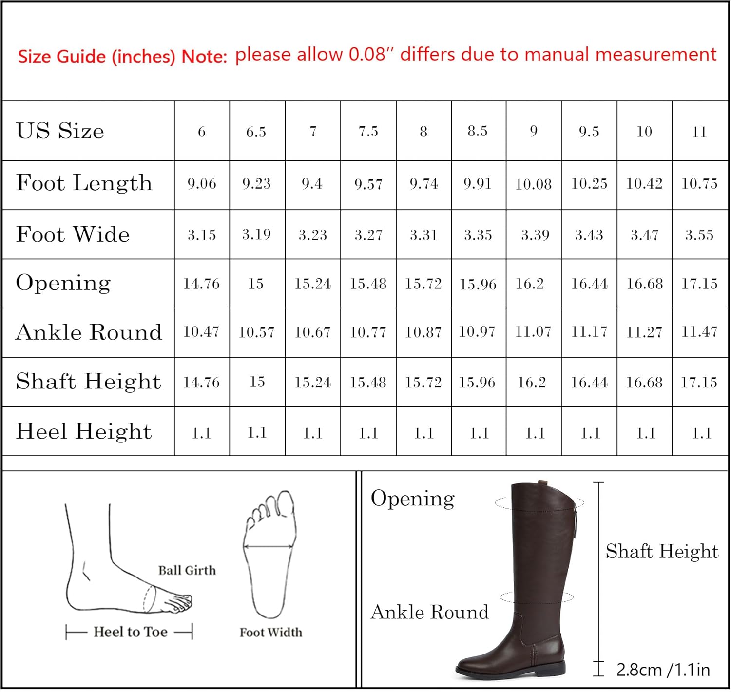 Modatope Knee High Boots Women Rounded Toe Flat Retro Bais Opening Low Chunky Heel Riding Boots - Image 9