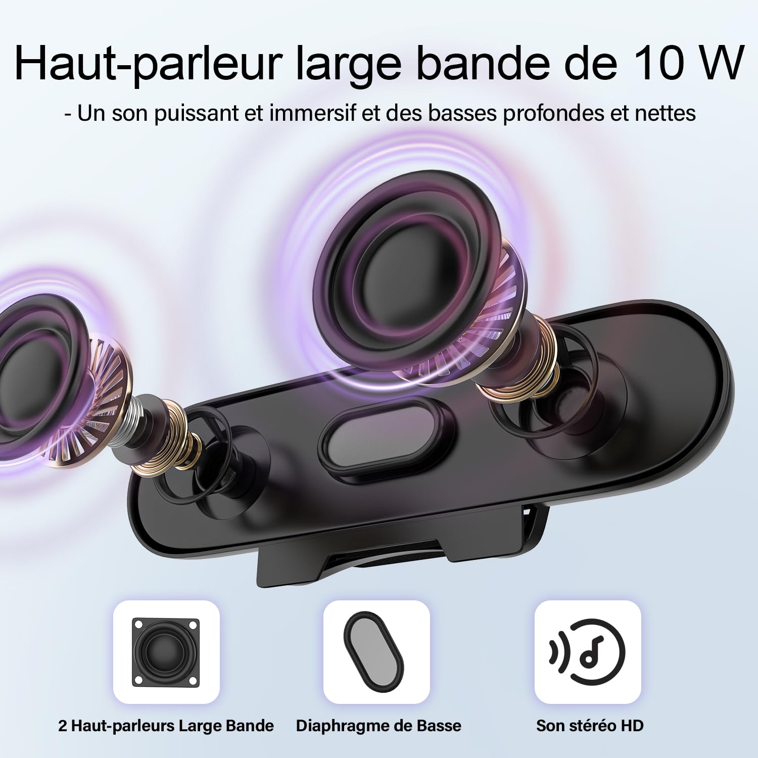 ZETIY Haut-Parleur USB, Enceinte PC pour Moniteur Portable, Mini Barre de Son avec Clipser pour Ordinateur Portable, Ordinateur de Bureau, Téléphone, Tablette - Plug & Play （Noir）