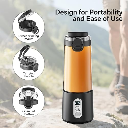Miniatura 5 de Taza eléctrica portátil para jugo, estilo de bebida directa, carga USB, mini licuadora inalámbrica de batidos, pantalla de batería, verduras,