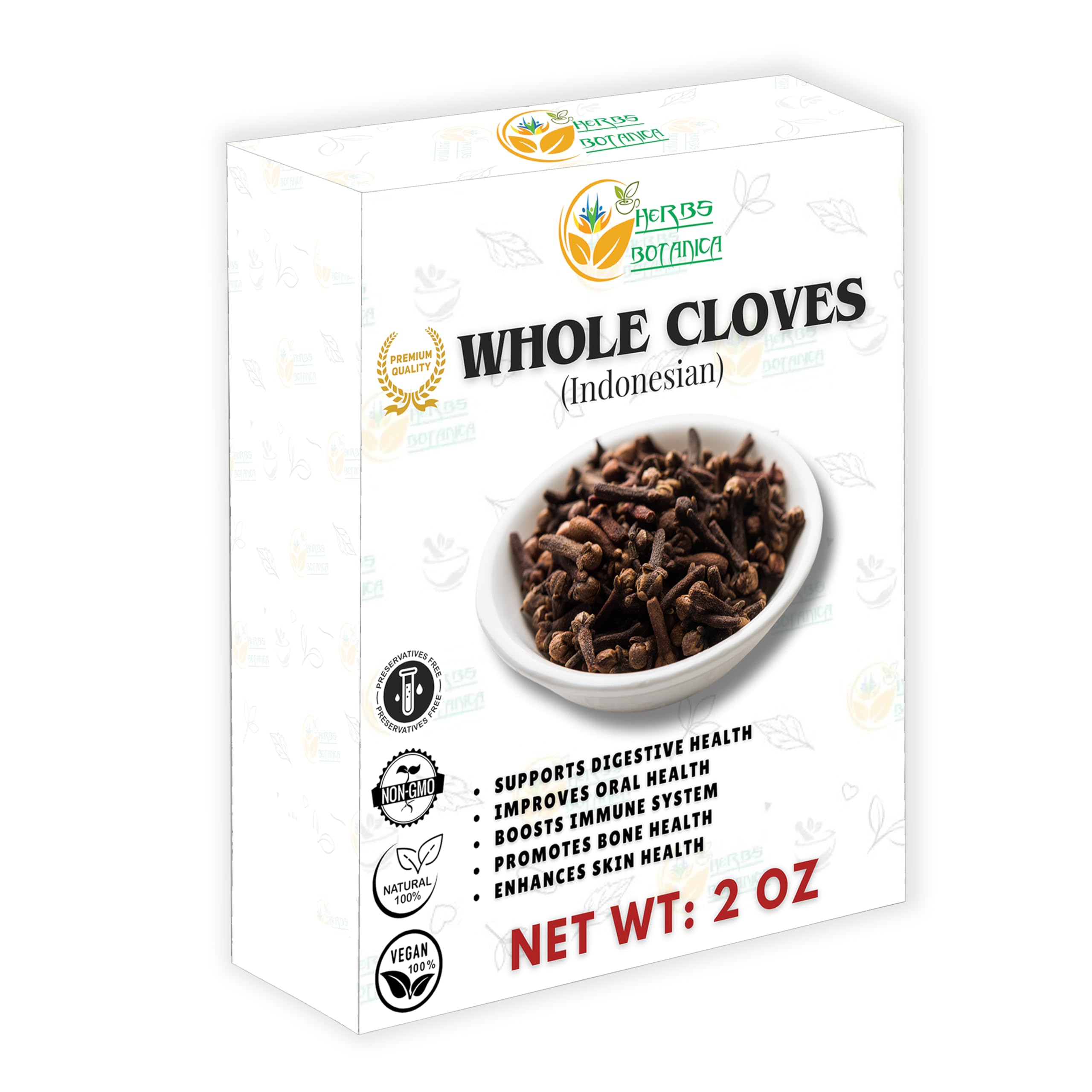 Herbs Botanica Cloves Whole Organic Indonesian Clove Hand Picked Premium Quality 2 oz Premium Quality, Perfect for Cooking, Baking, and Herbal Teas, Non-GMO, Gluten-Free