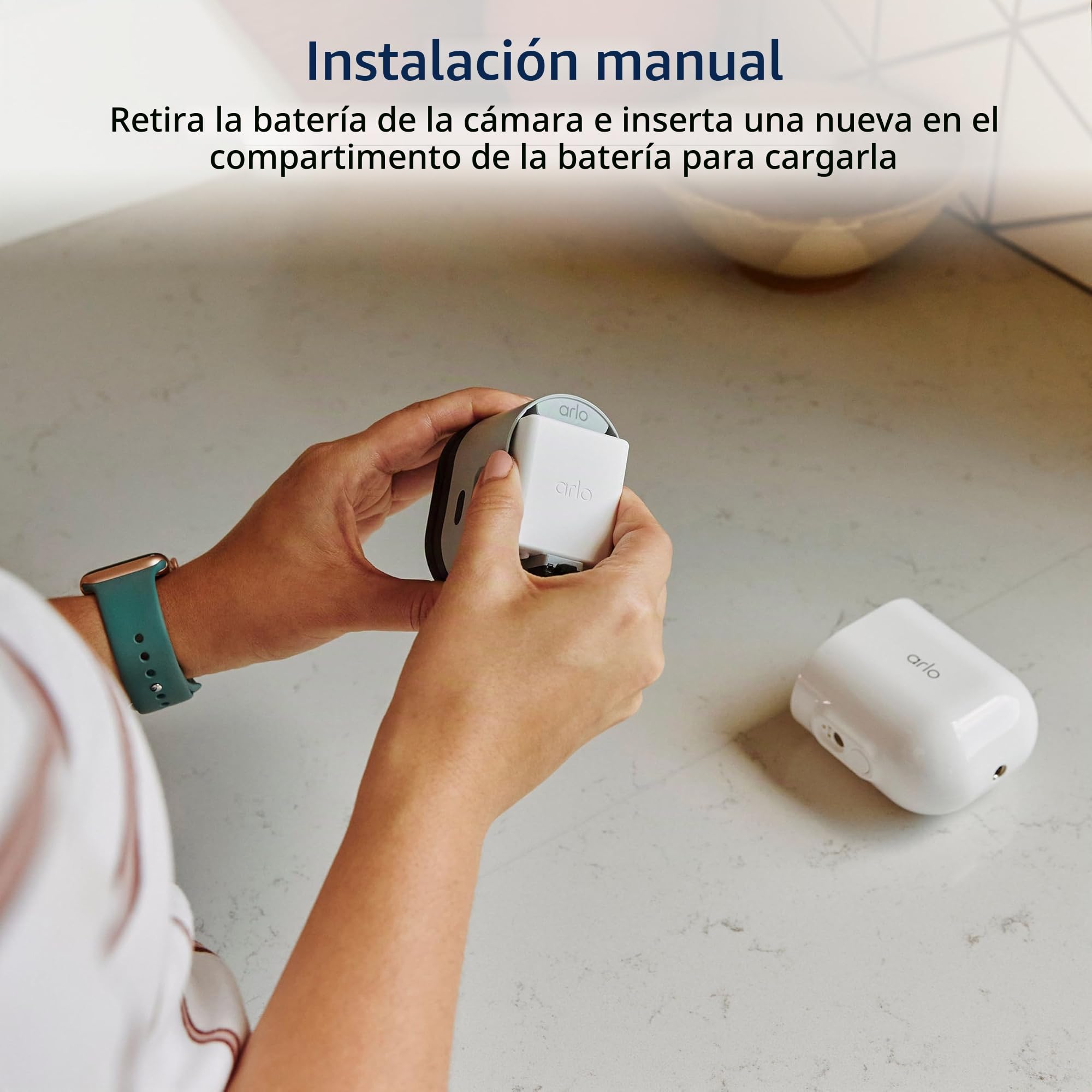 Arlo Batería Recargable Blanca, Compatible Con La Camara Vigilancia WiFi Pro e Ultra, Accesorio Certificado, VMA5400