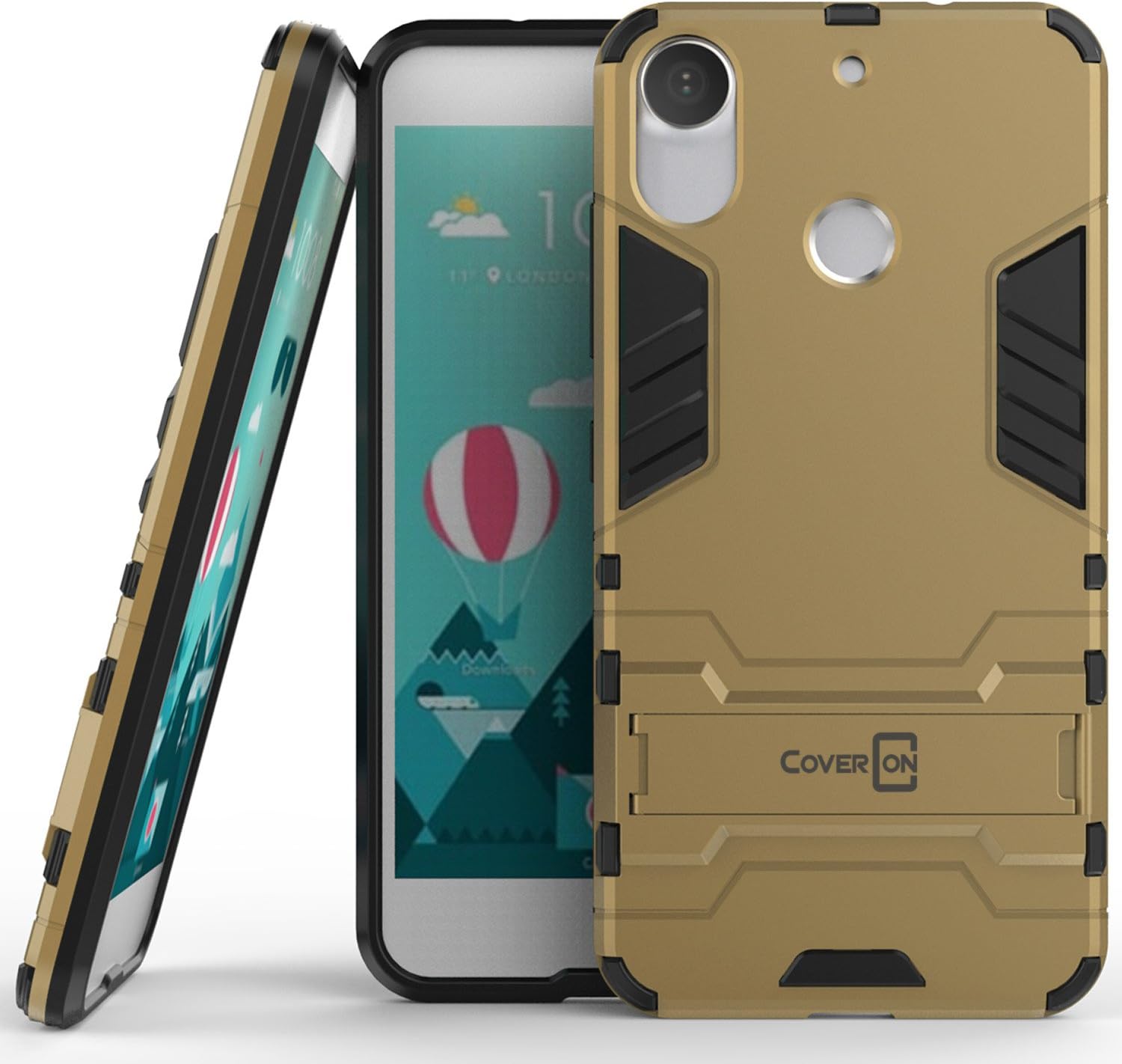 HTC Desire 10 Pro Case, CoverON [Shadow Armor Series] Hard Slim Hybrid Kickstand Phone Cover Case for HTC Desire 10 Pro - Gold/Black