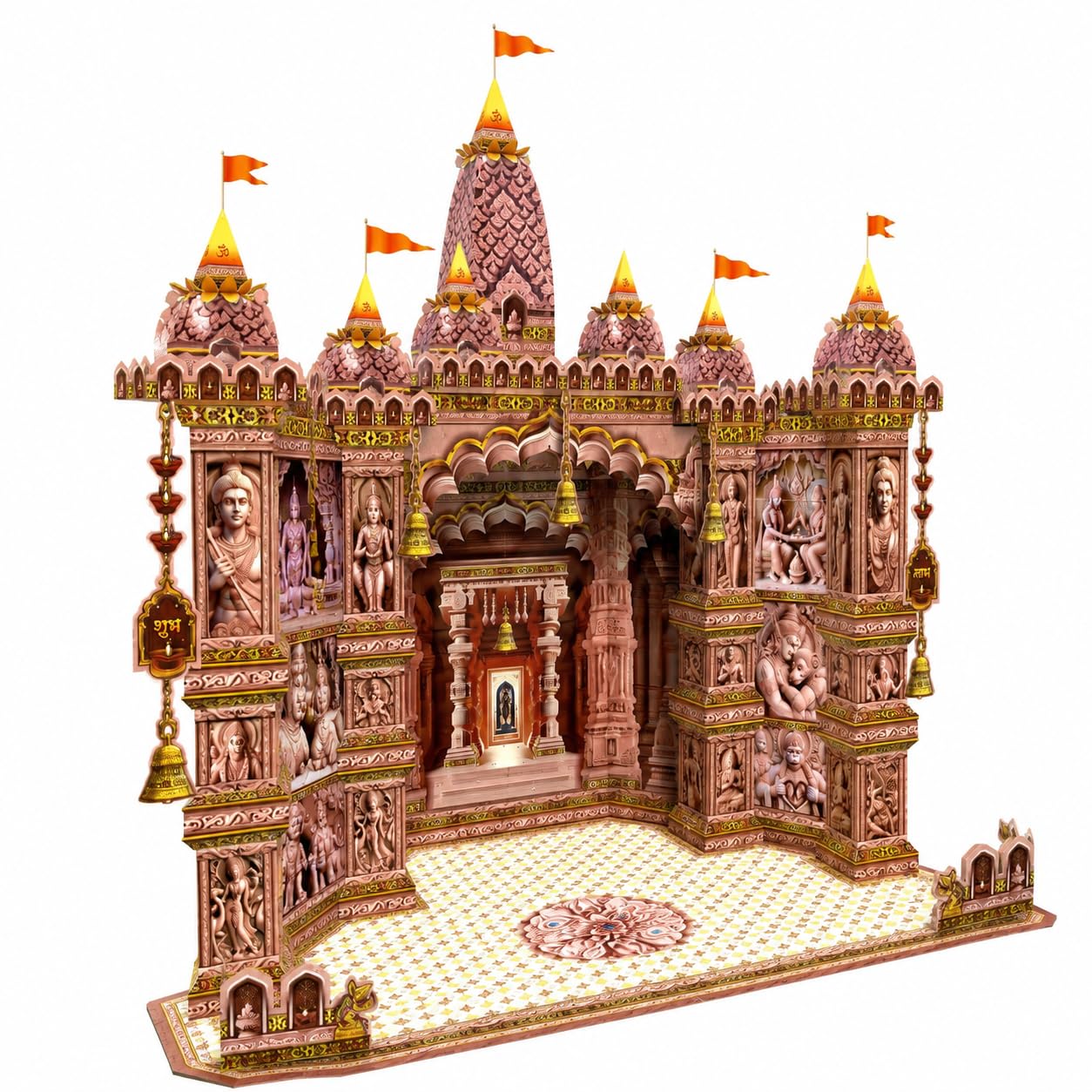 Craft House Grand Ram Mandir DIY Paper Makhar Kit for Ganesh Chaturthi Decoration | 36 Inch DIY Paper Mandir | Reusable Festival Makhar with Video Guide | Ganpati Idol Backdrop Decor-image-37