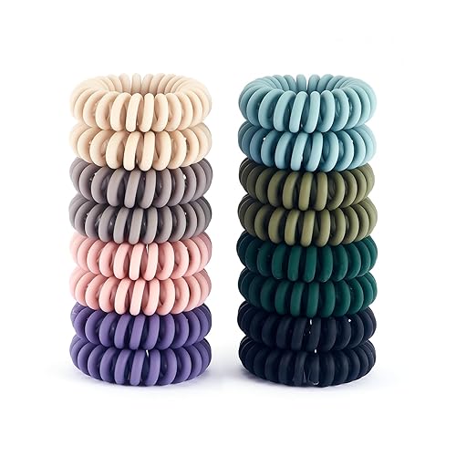 QIUTIMIY 16Pcs Spiral Hair Ties, (Vintage Frosted) Hair Elastic Coils