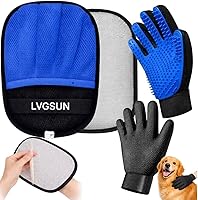 LVGSUN 3-in-1 Pet Hair Remover Gloves for Cats & Dogs - Grooming Deshedding Mitt Set with Extra Pad, Reusable Fur Tool for Sofa, Clothes, Car