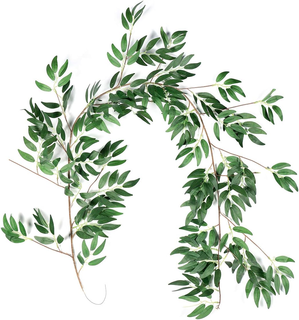 iflove Greenery Willow Garland, 5.5FT Leaf Garland for Baby Bridal Shower Party Centerpieces, Table Garland for Thanksgiving Halloween Christmas Table Decorations
