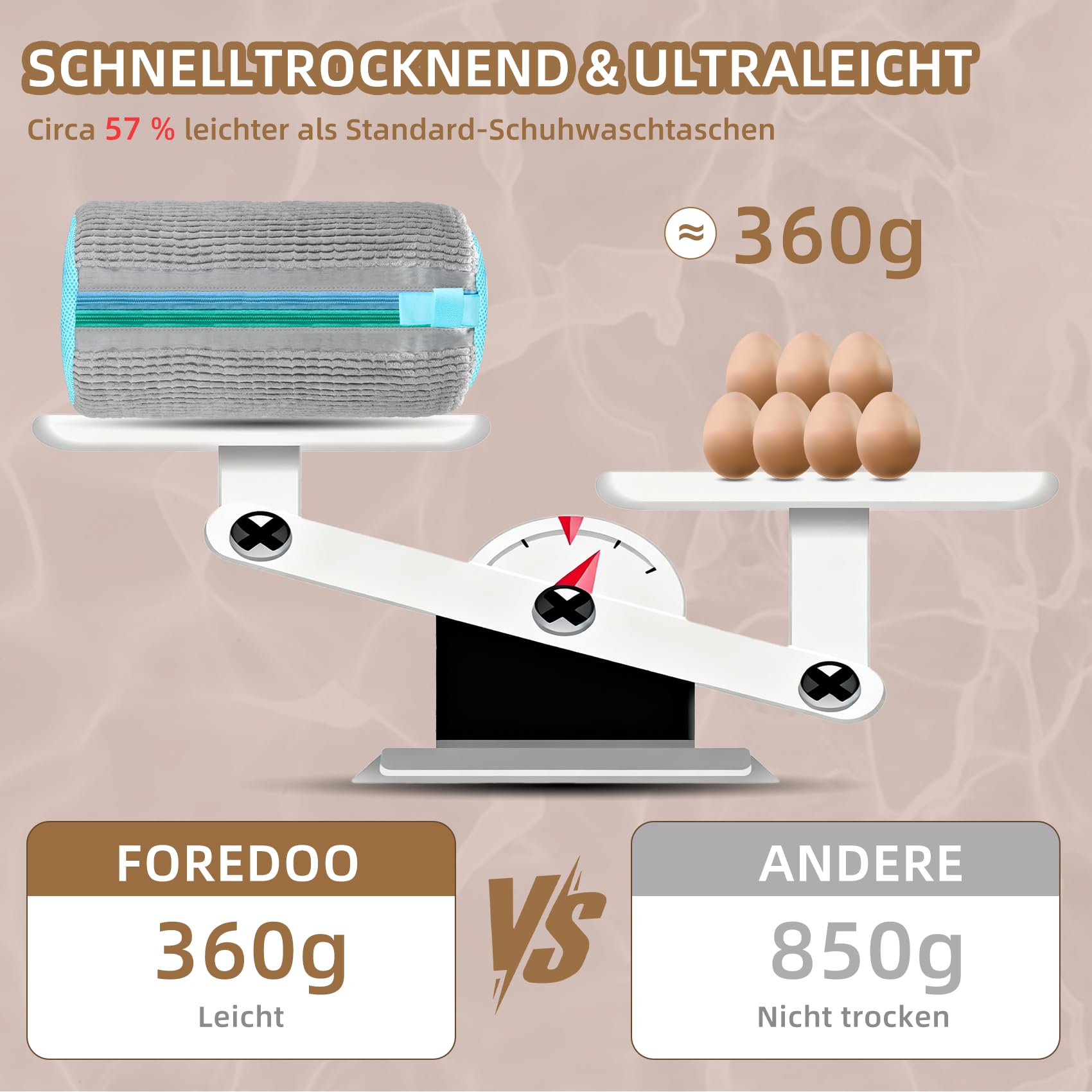 2 in 1 Schuhwaschbeutel Waschmaschine, Doppel Reißverschluss & Doppeltaschen Schuhbeutel Waschmaschine, Wiederverwendbar, Schuhe Waschbeutel mit Abschließbarer ReiBverschluss - 5