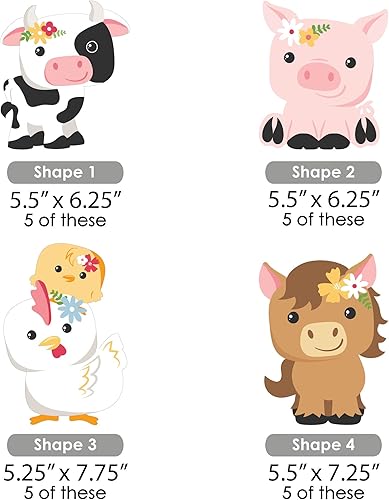 Miniatura 7 de Big Dot of Happiness Animales de granja para niñas, decoraciones para bricolaje, granero rosa, baby shower o fiesta de cumpleaños, juego de 20