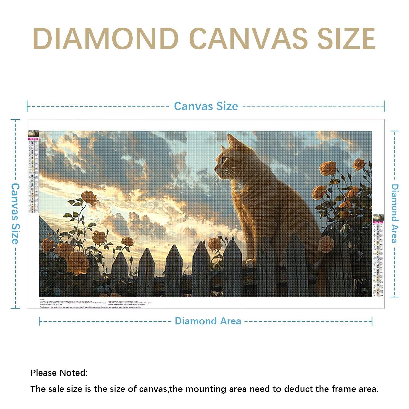 Diamond Painting Adultos Flor Pintura Diamante, Gato Diamond Painting 5D Completo, DIY Cuadrado Cristal Bordado Punto de Cruz Cuadros de Diamantes para Decoracion Hogar, Regalo Mujer 160x80cm 0J-352