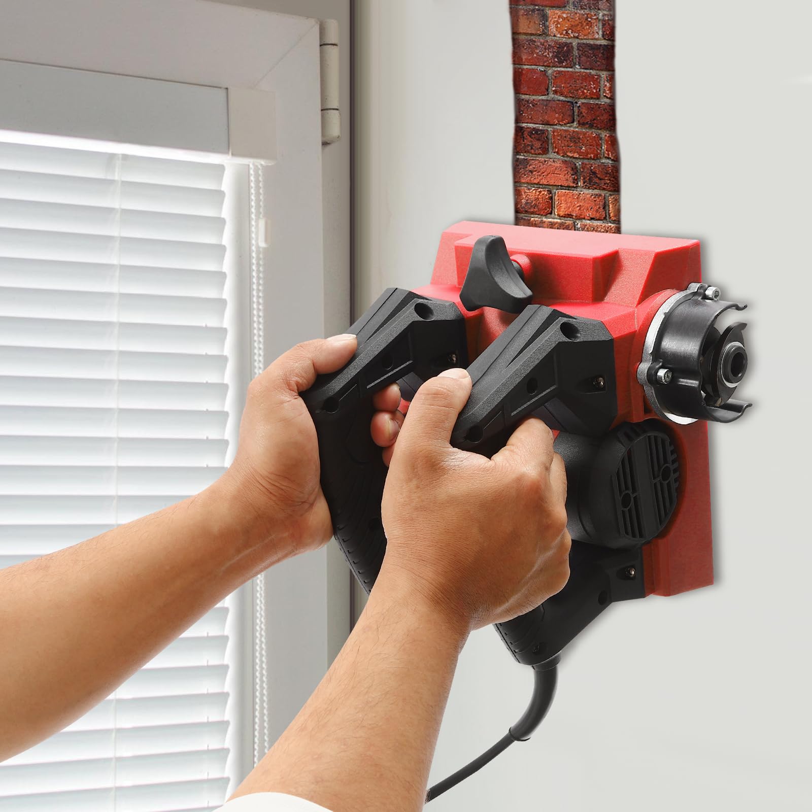 Profi Elektrischer Wandabhobler 1300W Staubarme Renovierung, 21 Tungstencarbid Klingen Tiefeneinstellung 1-4mm, mit Staubanschluss und Transportkoffer für Wandspachtel Farbe Abtragen​ (Rot)