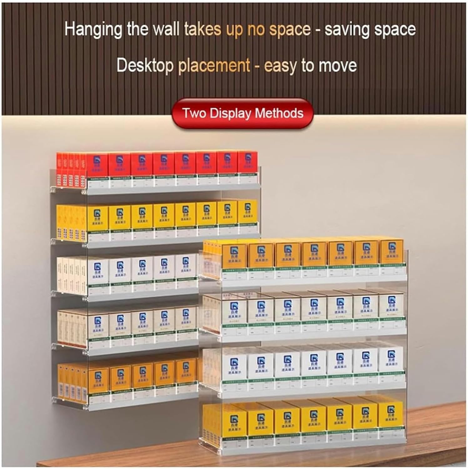 Cigarette Display Rack Shelf, Wall Mounted Cigarette Rack, Acrylic Display Case, Transparent Pushers Portable Display Rack, Auto Cigarette Pusher Cigarette Display Holder