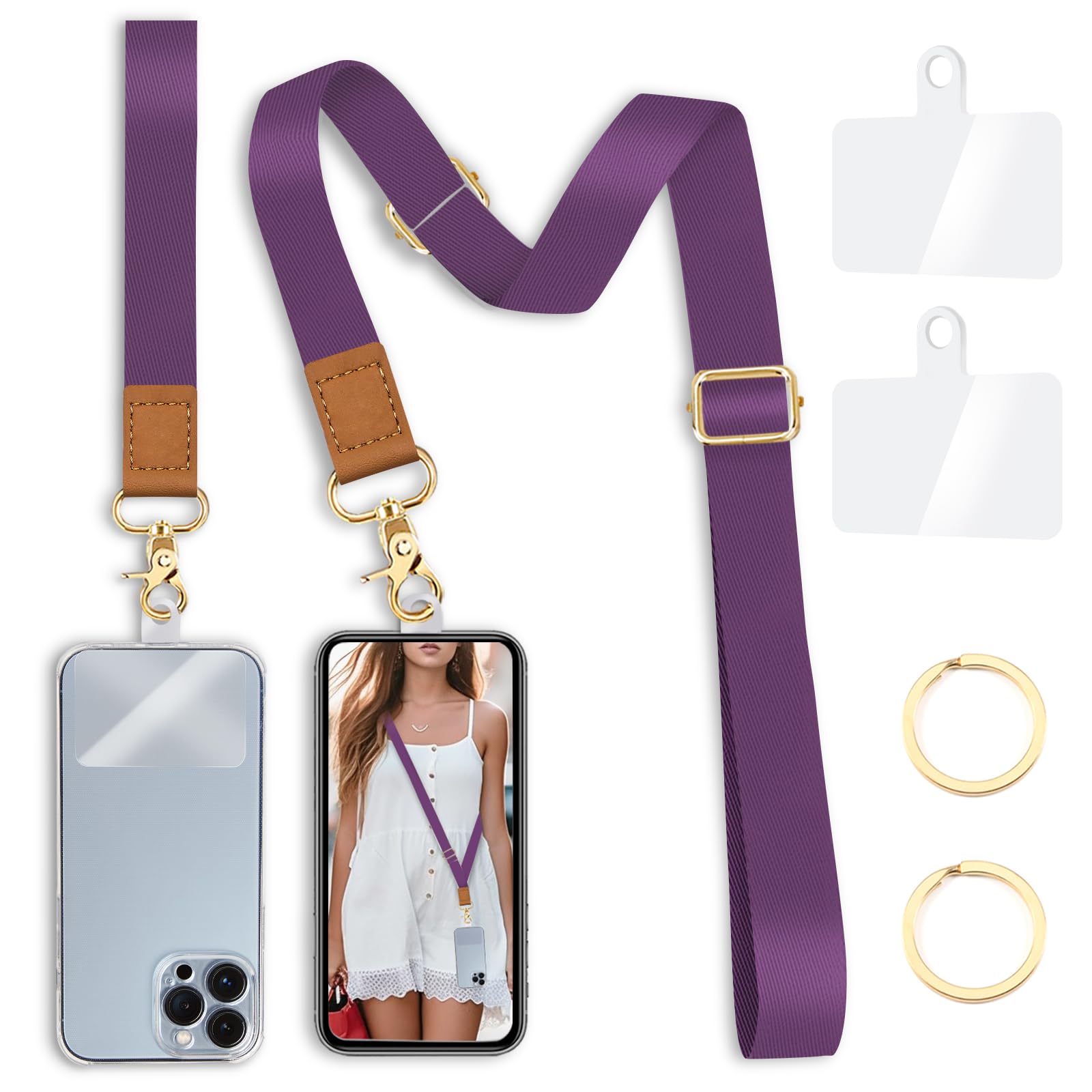 Yonlevres Phone Lanyard Crossbody Strap Wrist Neck Adjustable Women Purp