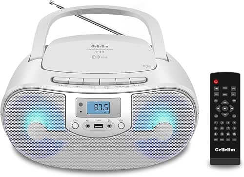 Portable Stereo CD Player Boombox, FM Radio with Bluetooth, Remote