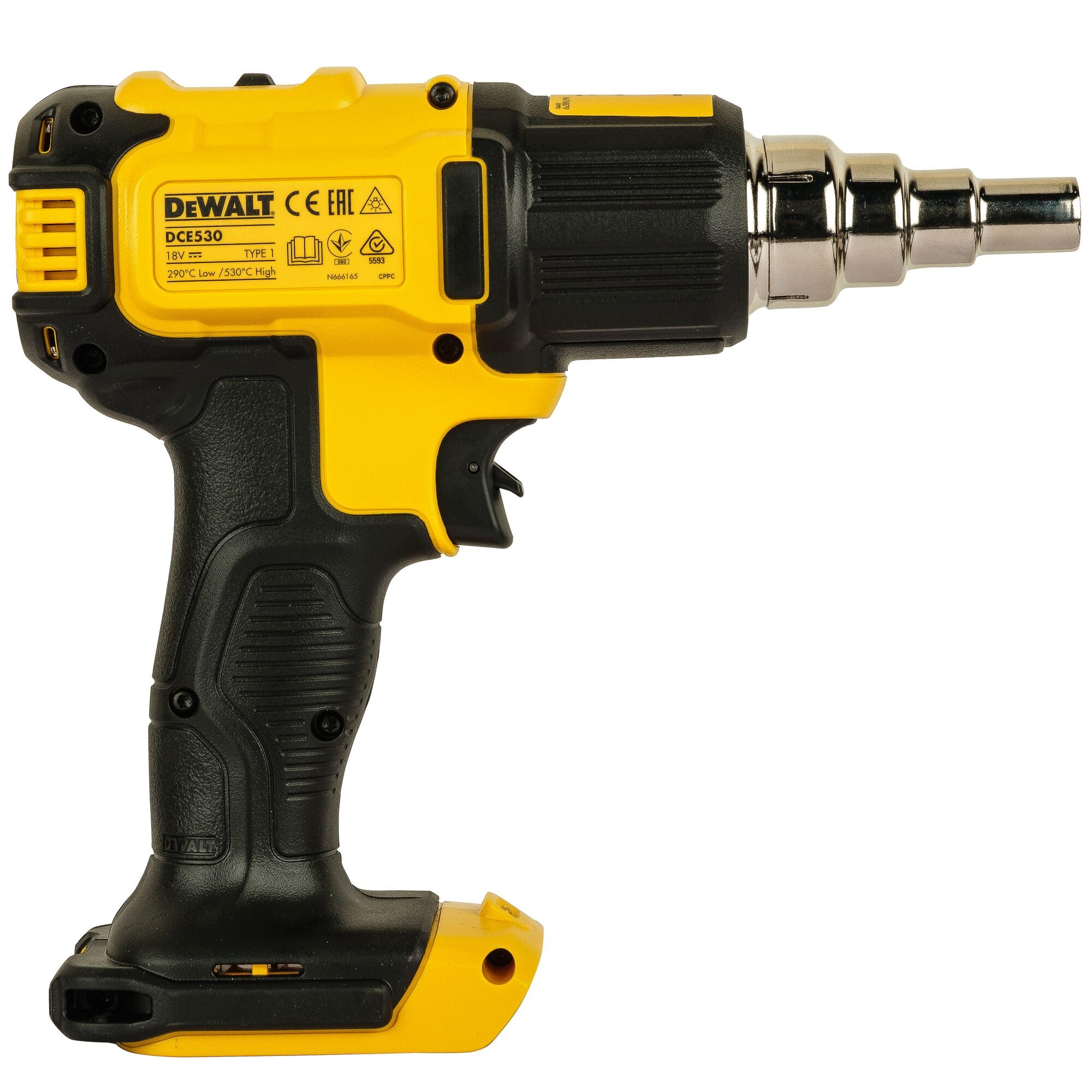 DEWALT DCE530N-XJ Pistola de Aire Caliente XR 18V 290-530°C 2 Temperaturas LED