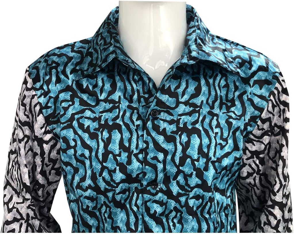 Mens Joe Shiny Sequins Shirt Button Down Dress Costume Shirt